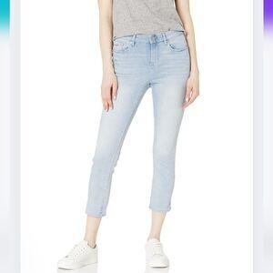 Nine West Sz 16 Gramercy Skinny Ankle Jeans Light Blue Raw Hem Ck-3178